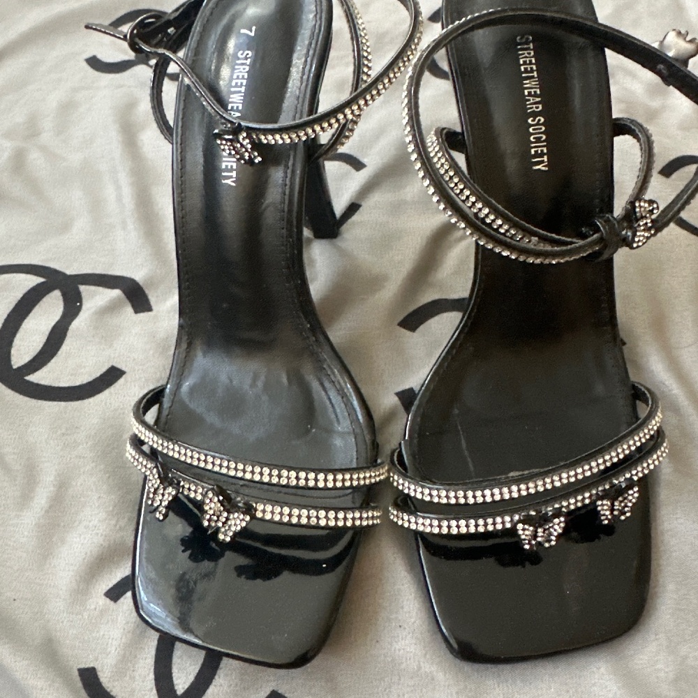 Rhinestone butterfly high heel